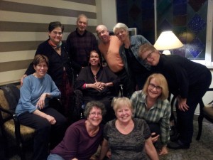 Wednesday Night Improv traveled to Wesley Woods to play with class member Ernie Brazeal while she is recovering from a broken right knee and a broken left ankle,